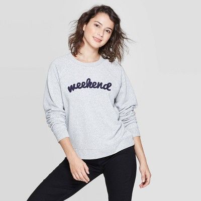 Women's Weekend Long Sleeve Sweatshirt - Grayson Threads (Juniors') - Athletic Heather | Target