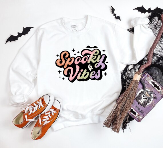 Spooky Vibes Retro Halloween Crewneck | Etsy (US)