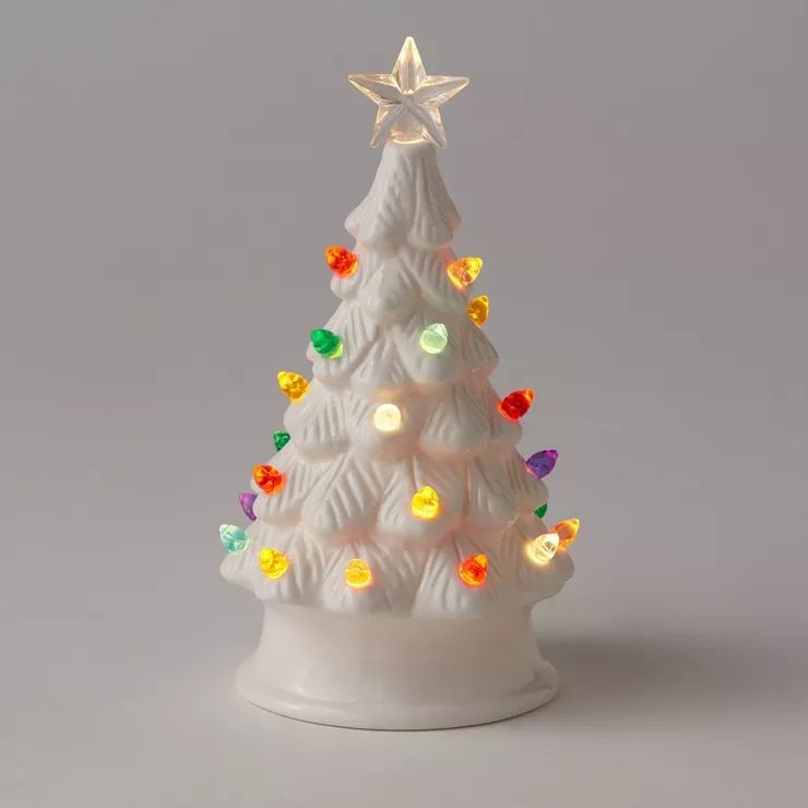 6.875" Battery Operated Lit Ceramic Christmas Tree White - Wondershop™ | Target