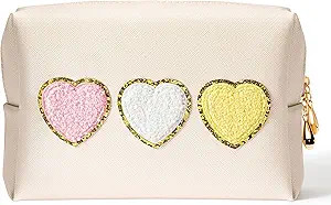 Valentine's Day Heart Cosmetic Bag - Preppy Patch Cute Heart Large Toiletry Bag PU Leather Makeup... | Amazon (US)