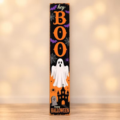 47.2-Inch Hey Boo Halloween Porch Sign, 3-Panel Rustic Wooden Ghost Welcome Leaner, Halloween Decorations for Covered Porch, Entryway and Fall Decor | Target