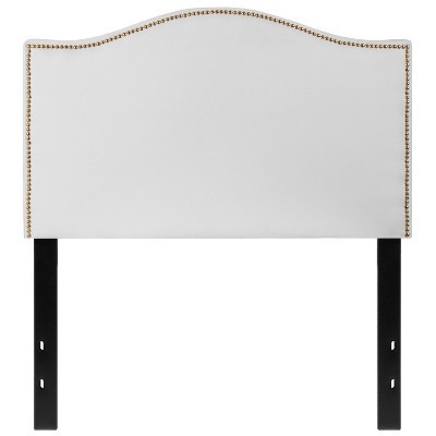 Emma and Oliver Upholstered Twin Size Headboard with Nailtrim in White Fabric | Target