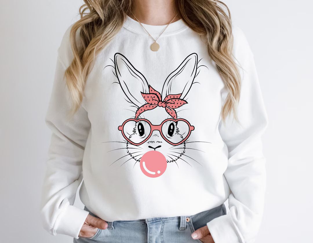 Bunny Sweater, Bunny Sweatshirt, Happy Easter Sweatshirt, Easter Gift, Happy Easter, Cute Sweatsh... | Etsy (US)