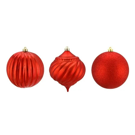 Northlight 3ct 3-Finish Shatterproof Onion and Ball Christmas Ornament Set 4.75" - Red | Walmart (US)