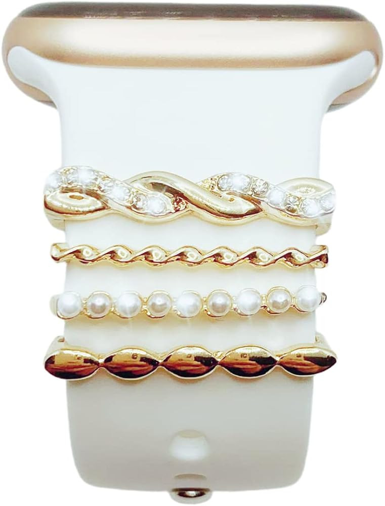 1 Set Metal Decorative Ring Loops for Apple Watch Series 7 / 6 /5/4/3/2/1 Band Silicone Strap , T... | Amazon (US)