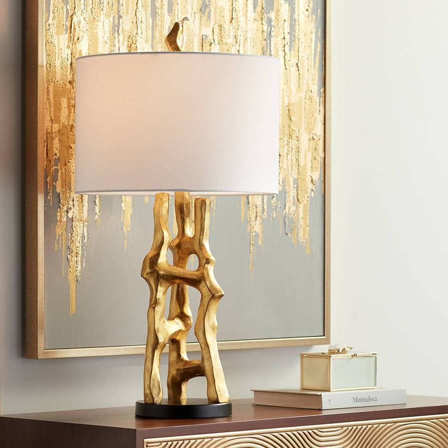 Possini Euro Design Organic Sculpture 29" Tall Modern Glam Luxury End Table Lamp Gold Finish Sing... | Amazon (US)