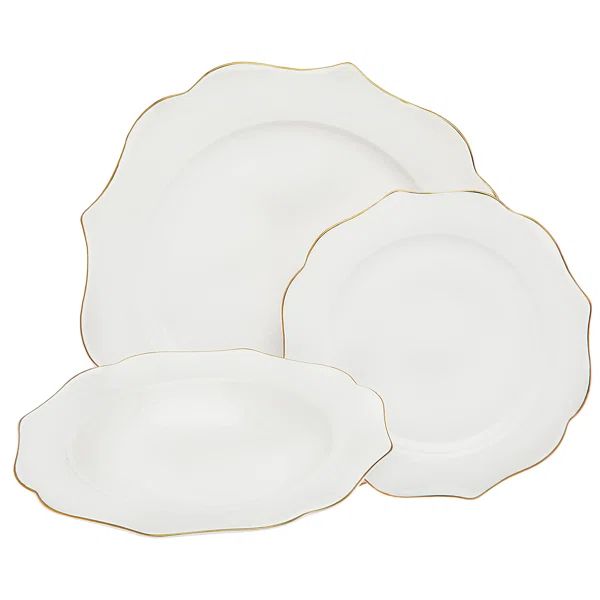 Arendale Gold Rim 12 Piece Dinnerware Set, Service for 4 | Wayfair North America