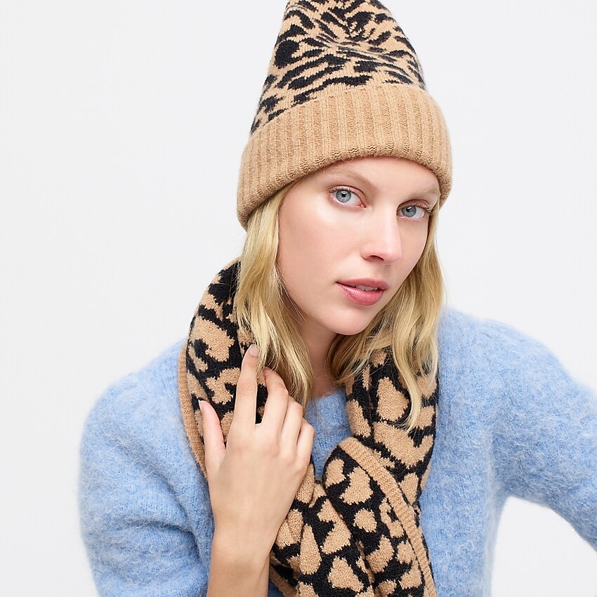 Leopard-print beanie in supersoft yarn | J. Crew US