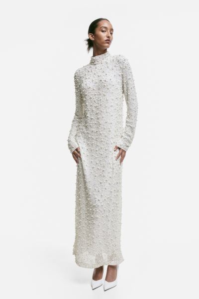 Embellished Maxi Dress - Cream - Ladies | H&M US | H&M (US + CA)