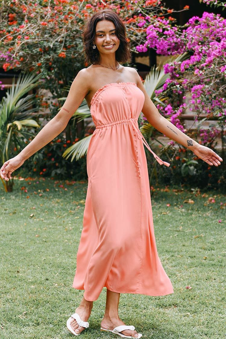 Tara Halter Frill Backless Maxi Dress | Cupshe