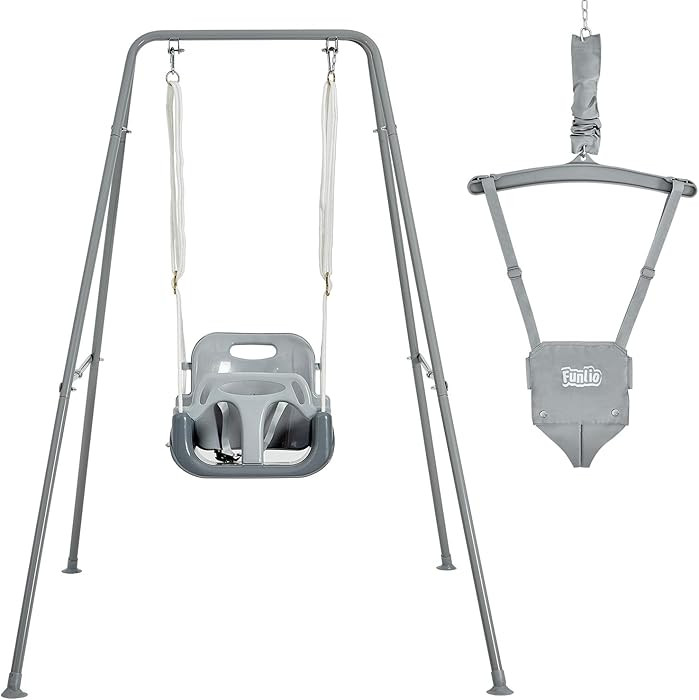 FUNLIO 2 in 1 Swing Set for Toddler & Baby Jumper, Heavy Duty Kids Swing & Bouncer with 4 Sandbag... | Amazon (US)