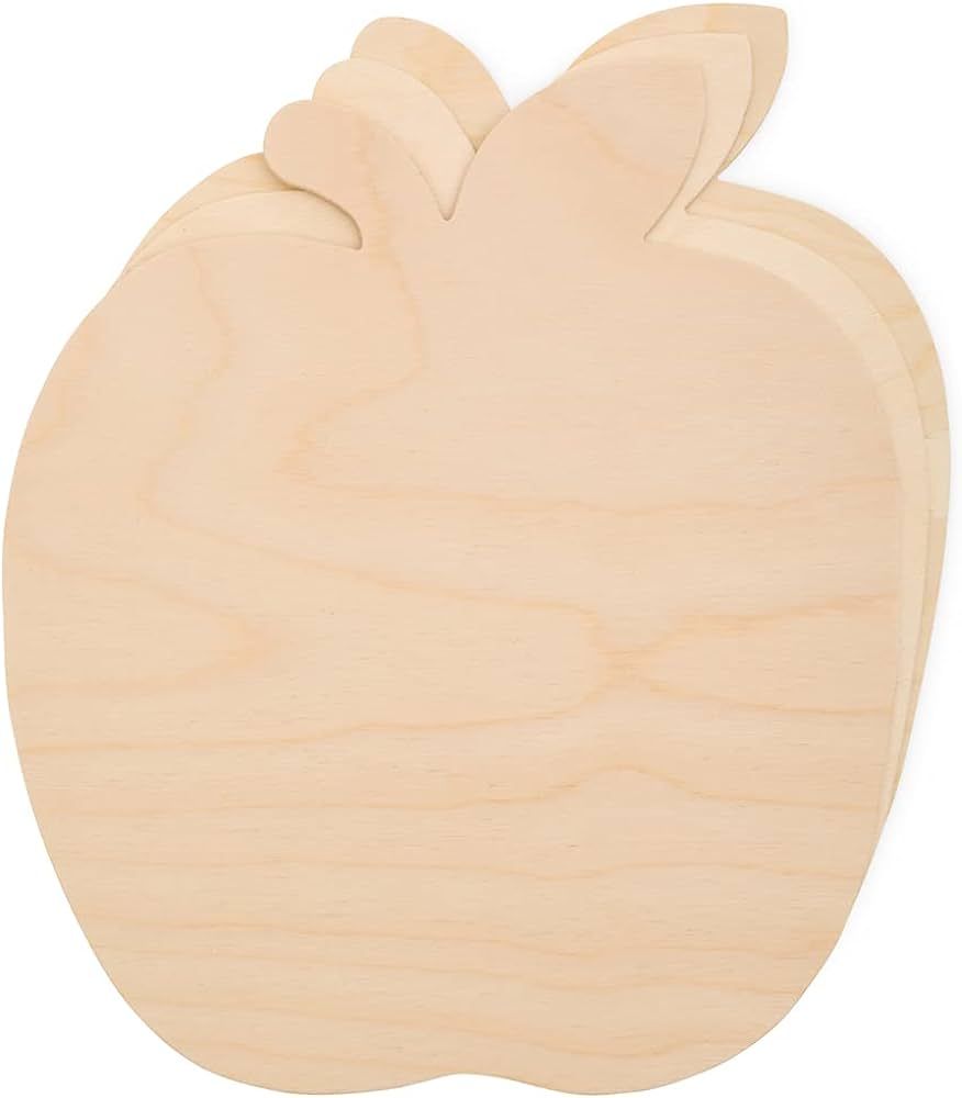 Large Wooden Apple Cutouts 8.5 x 9.5 Inch, Pack of 3 Unfinished Wooden Apple Cutout Shapes by Woo... | Amazon (US)