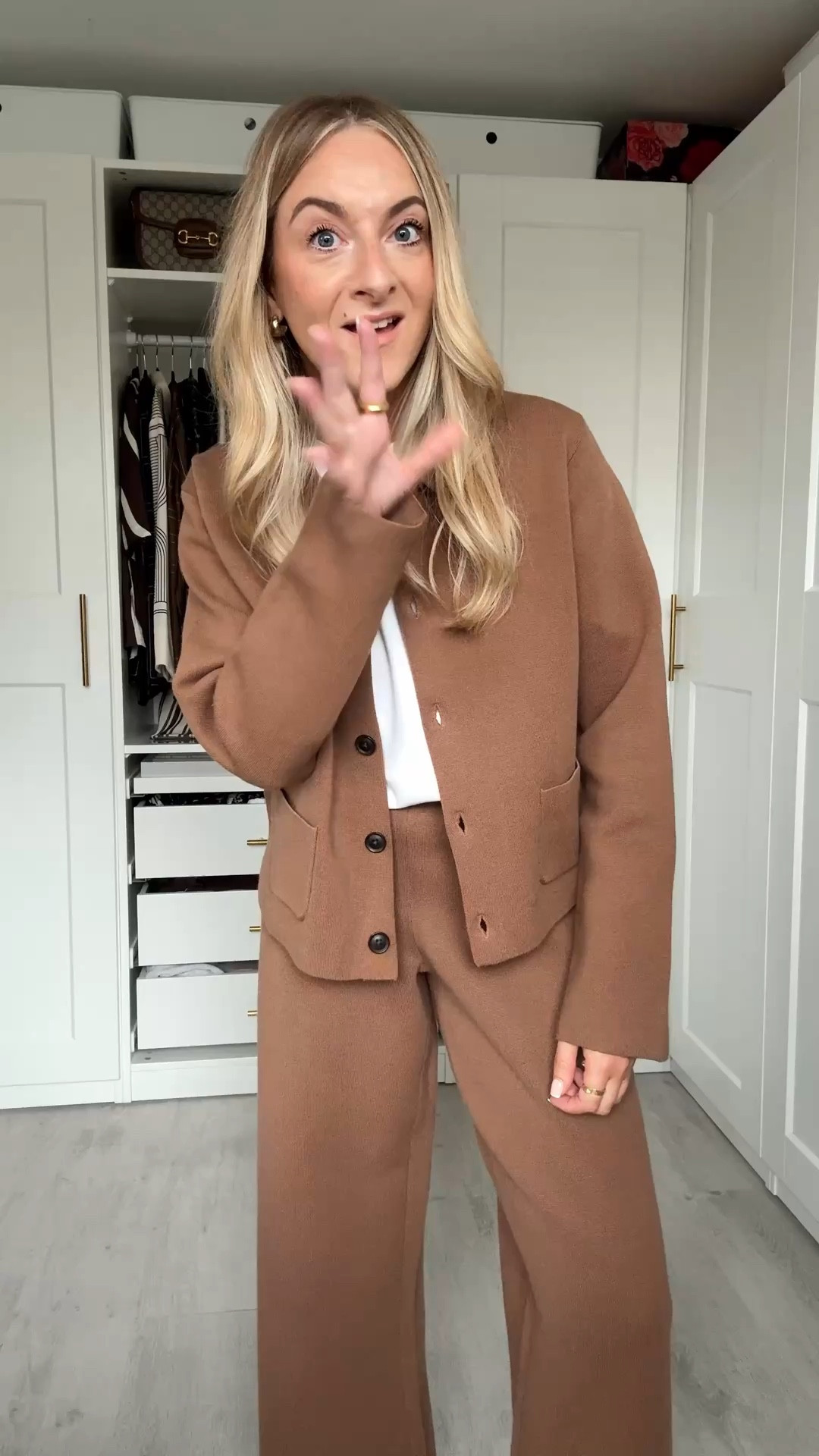 The knitted set of the season 🍂
Super comfy but elevated and machine washable! This can definitely be worn for day out or the office but I love it for feeling smarter in the house or WFH! 

I sized up to a medium in the cardigan & small in the trousers (although I think XS would be fine!) 
I’m 6-8 and 5ft2 so I rolled the waistband over to take up some length! 

#LTKworkwear #LTKautumn #LTKstyletip