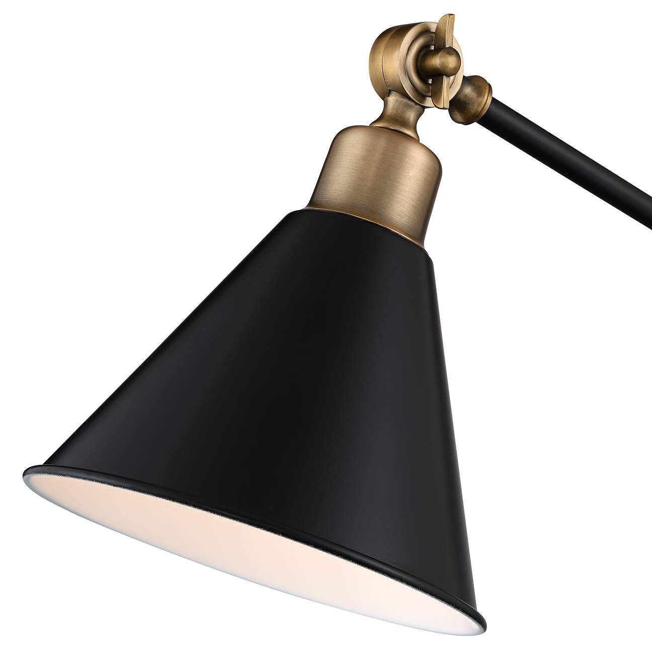 Wray Black Antique Brass Adjustable Desk Lamp with USB Port | www.lampsplus.com | Lamps Plus