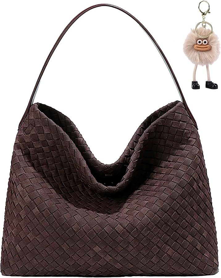 Woven Suede Hobo Bag for Women, Fall Woven Purse Slouchy Shoulder Crossbody Bag, Tote Elegant Han... | Amazon (US)
