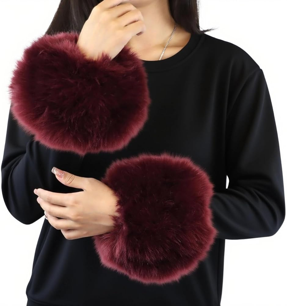Peecabe Winter Women Fuzzy Arm Warmers Girls Faux Fur Short Wrist Cuffs Fluffy Soft Wrist Cover A... | Amazon (US)
