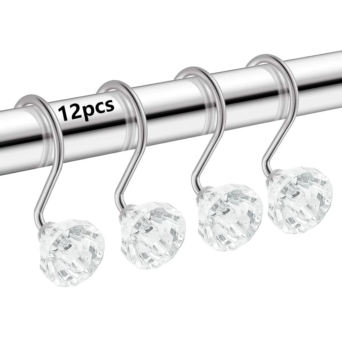 Shower Curtain Hook Rings (12-Pack) Crystal Clear Accent | Wayfair North America