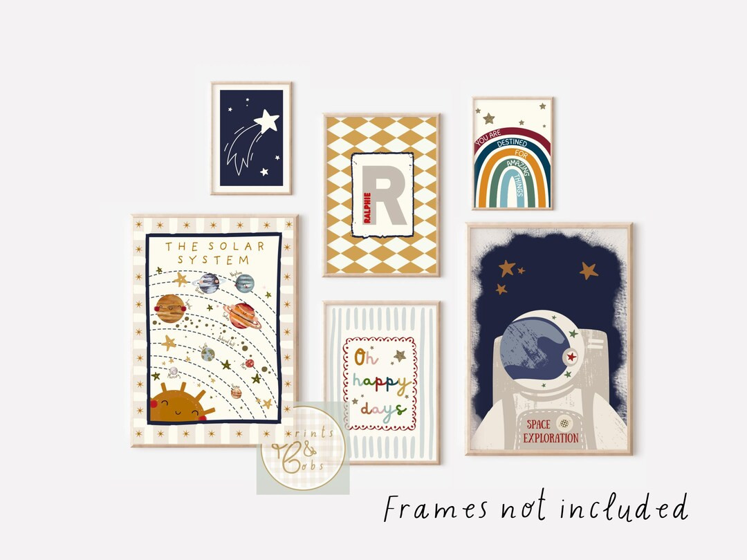 Space Themed Gallery Wall Prints, Nursery and children’s Decor (Prints Only) | Etsy (US)