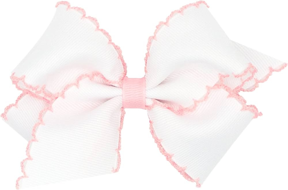 Wee Ones Girls' Classic Grosgrain Moonstitch Edge Hair Bow on a WeeStay Hair Clip, Contrasting Ed... | Amazon (US)