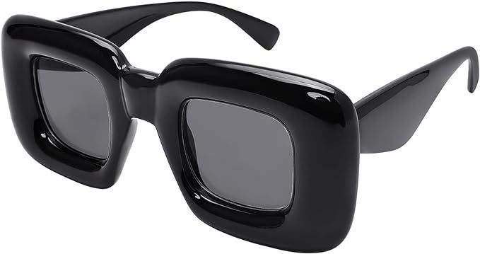 Akirawang Fashion Square Inflated Sunglasses for Women Men Oversized Thick Frame Trendy Glasses M... | Amazon (US)