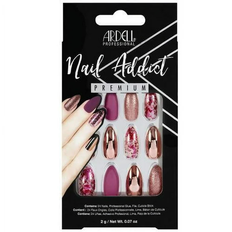 Ardell Nail Addict Artificial Nails, Fake Nails, Chrome Pink Foil, 24 Nails | Walmart (US)