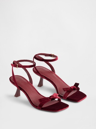 Velvet Bow Open-Toe Strappy Kitten Heels | Gap (US)