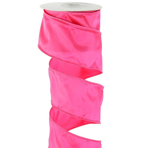 DINDOSAL Hot Pink Wired Ribbon 2.5" x 10 Yard Hot Pink Wired Christmas Tree Ribbon for Bows Making,Gift Wrapping, Wreaths, Crafts, Home Decor, Garlands | Amazon (US)