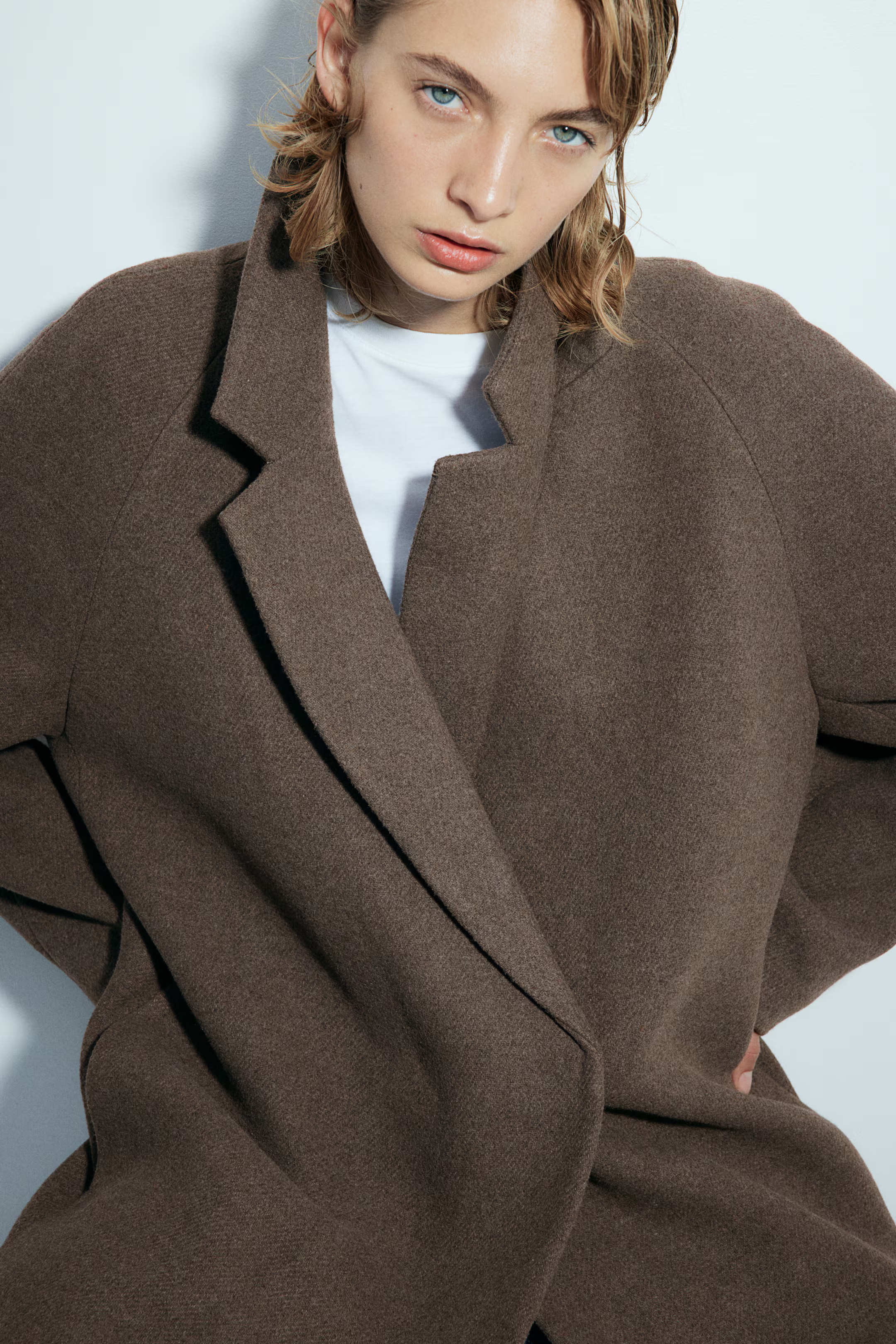 Double-breasted coat - Dark brown - Ladies | H&M GB | H&M (UK, MY, IN, SG, PH, TW, HK)