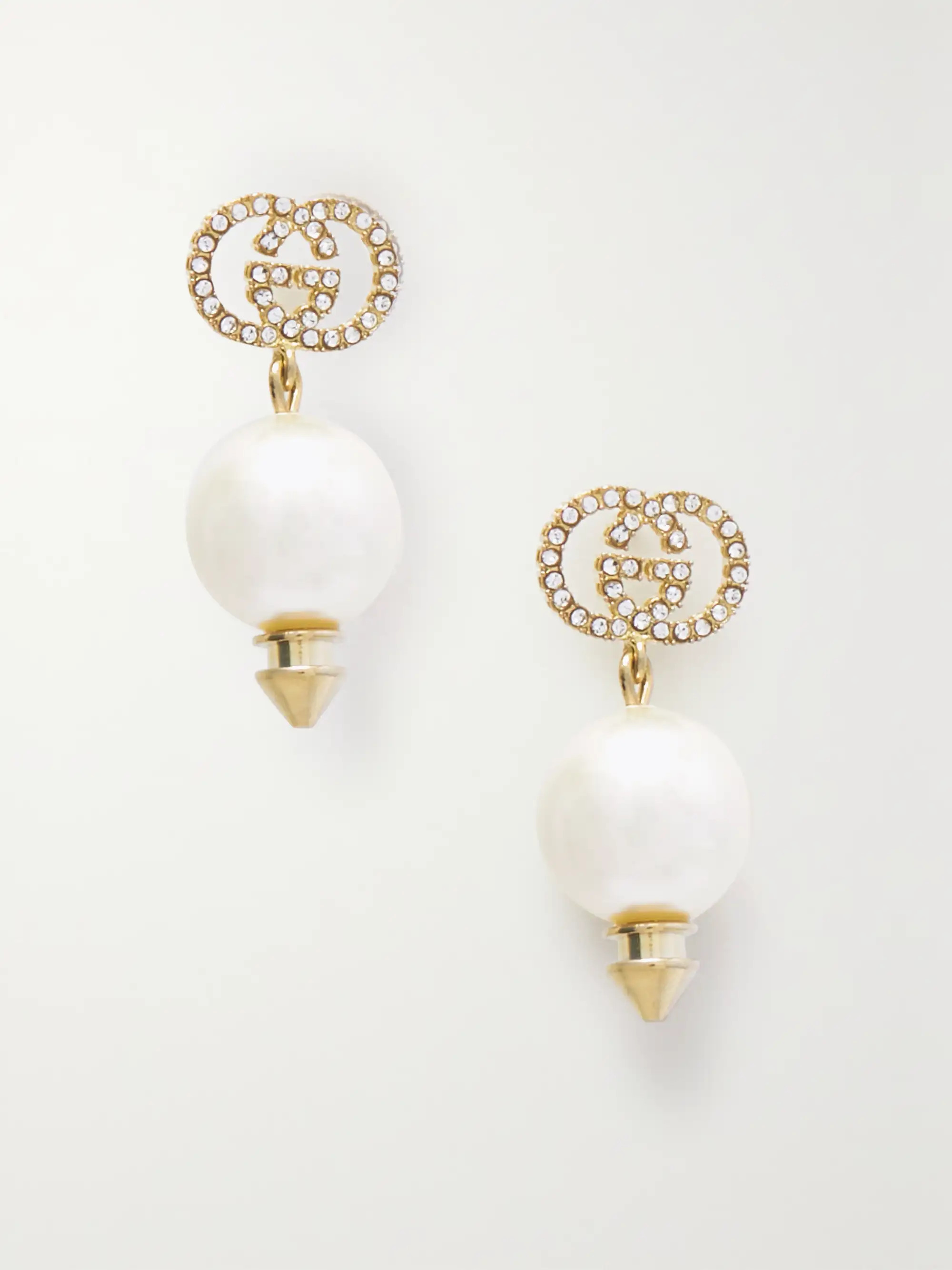 GG gold-tone, crystal and faux pearl earrings | NET-A-PORTER (US)