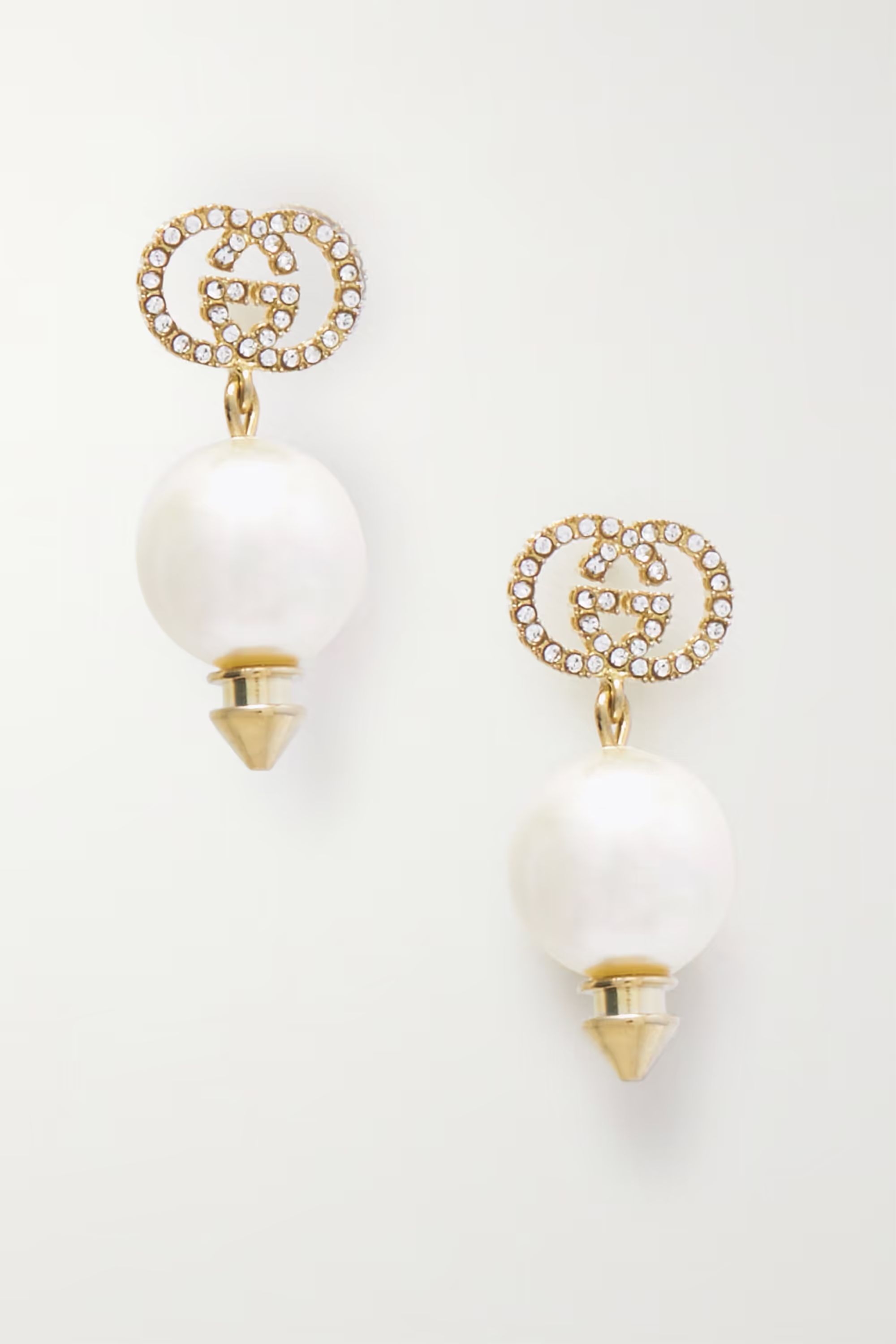 GG gold-tone, crystal and faux pearl earrings | NET-A-PORTER (US)