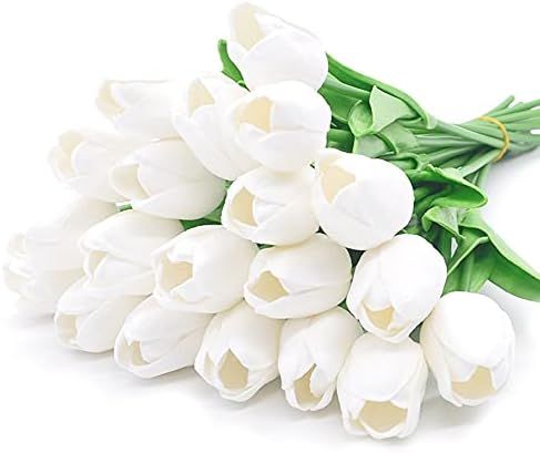 20pcs Artificial Tulips PU Touch Single Stem Fake Flower Bouquet Arrangement for Home Party Weddi... | Amazon (US)