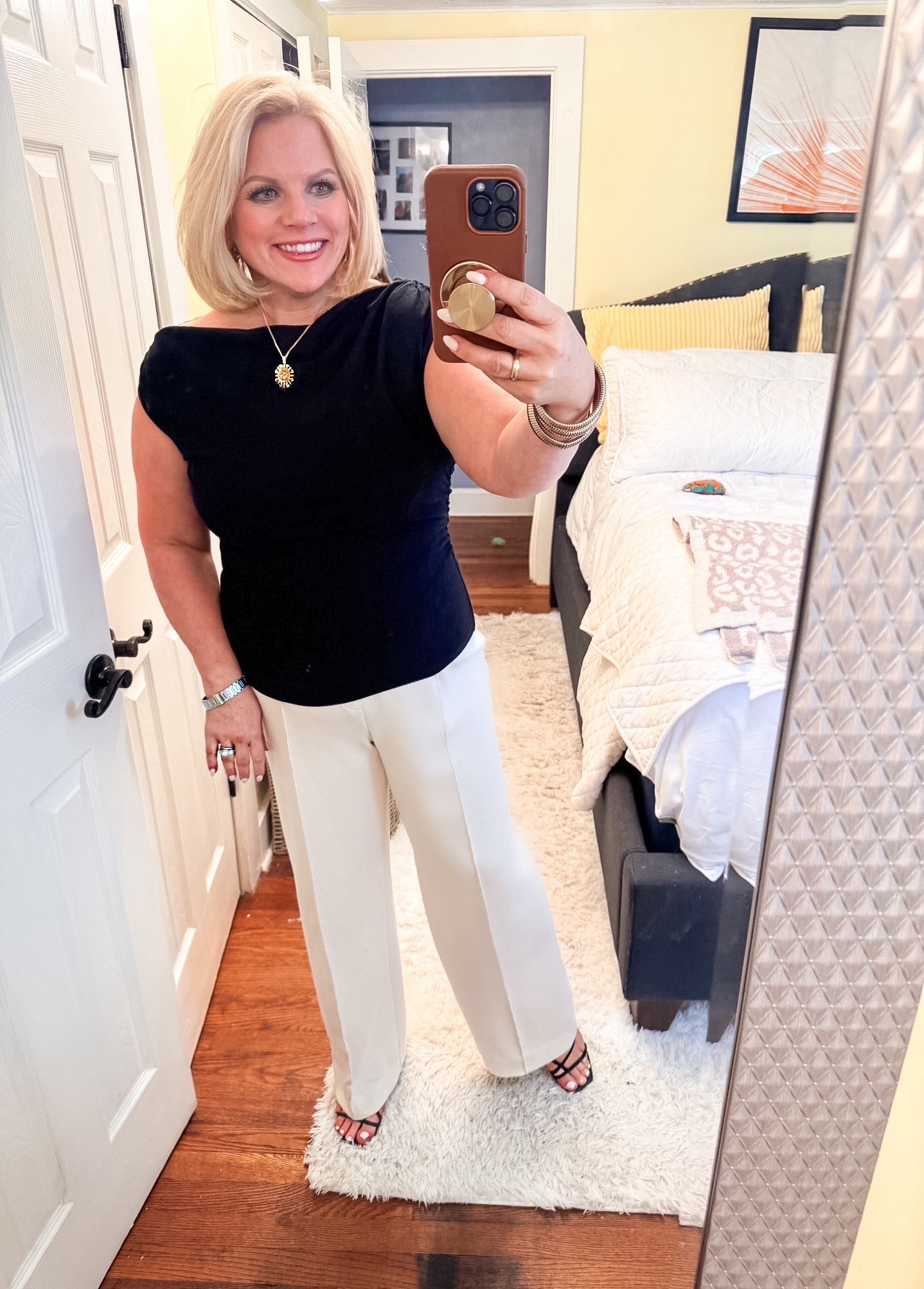 It's back to the tundra for your friends here in New England.
However, last week when we had a glimpse of spring I got a chance to wear this top by Spanx.
Like Spanx is known for, it's so flattering.
It also has bra strap attachments. That means you can wear it off the shoulder without having the straps show.
I wore it to the office with these white trousers.
It also is adorable with jeans and a cute wedge sandal.

Work outfits, business casual outfits, office outfits

#LTKWorkwear #LTKootd #LTKdayinmylife