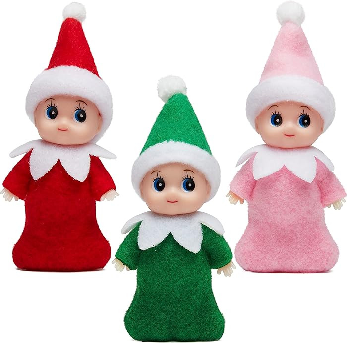 JOYIN 3PCS Christmas Tiny Elf Doll with 1 Red,1 Green and 1 Pink Elf Doll, Christmas Holiday Deco... | Amazon (US)