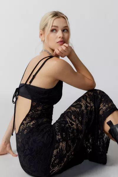 Motel Daudy Sheer Lace Midi Dress | Urban Outfitters (US and RoW)