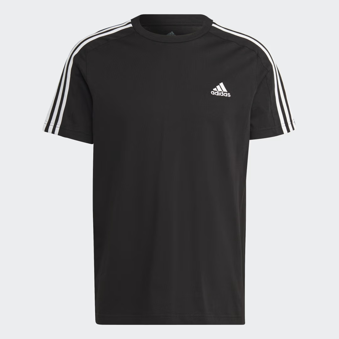 adidas Essentials Single Jersey 3-Stripes Tee Black L Mens | adidas (US)