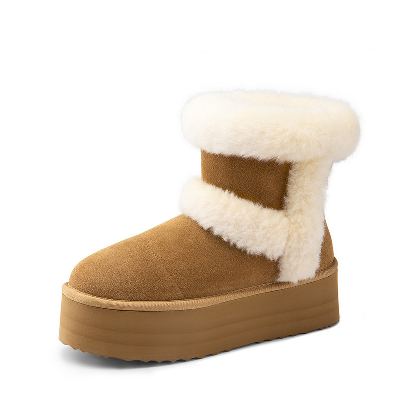 DREAM PAIRS FuzzyChic Plush Platform Thick soled Fluffy Snow Boots | AllSwift