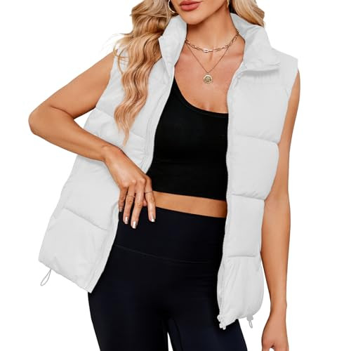 American Trends Womens Puffer Vest Sleeveless Puffy Vests for Women Collar Jacket Zipper Coat wit... | Amazon (US)