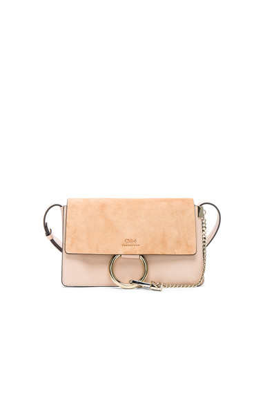 Chloe Small Faye Suede & Calfskin Shoulder Bag in Pink. | FORWARD by elyse walker