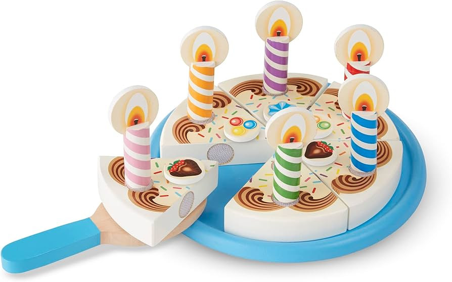 Melissa & Doug Birthday Party Cake - Wooden Play Food With Mix-n-Match Toppings and 7 Candles | Amazon (US)