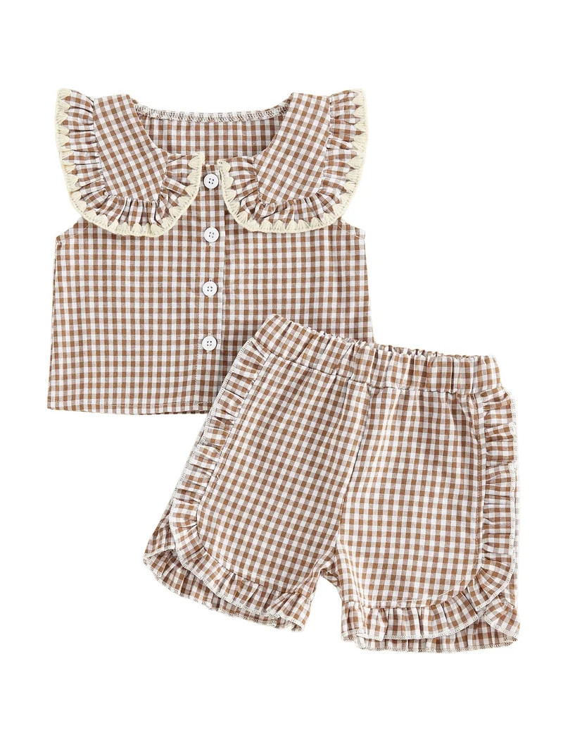 Loicainy Baby Toddler Girl Summer Outfits Plaid Clothes Set 6 12 18 24 Months 2T 3T 4T Sleeveless... | Walmart (US)