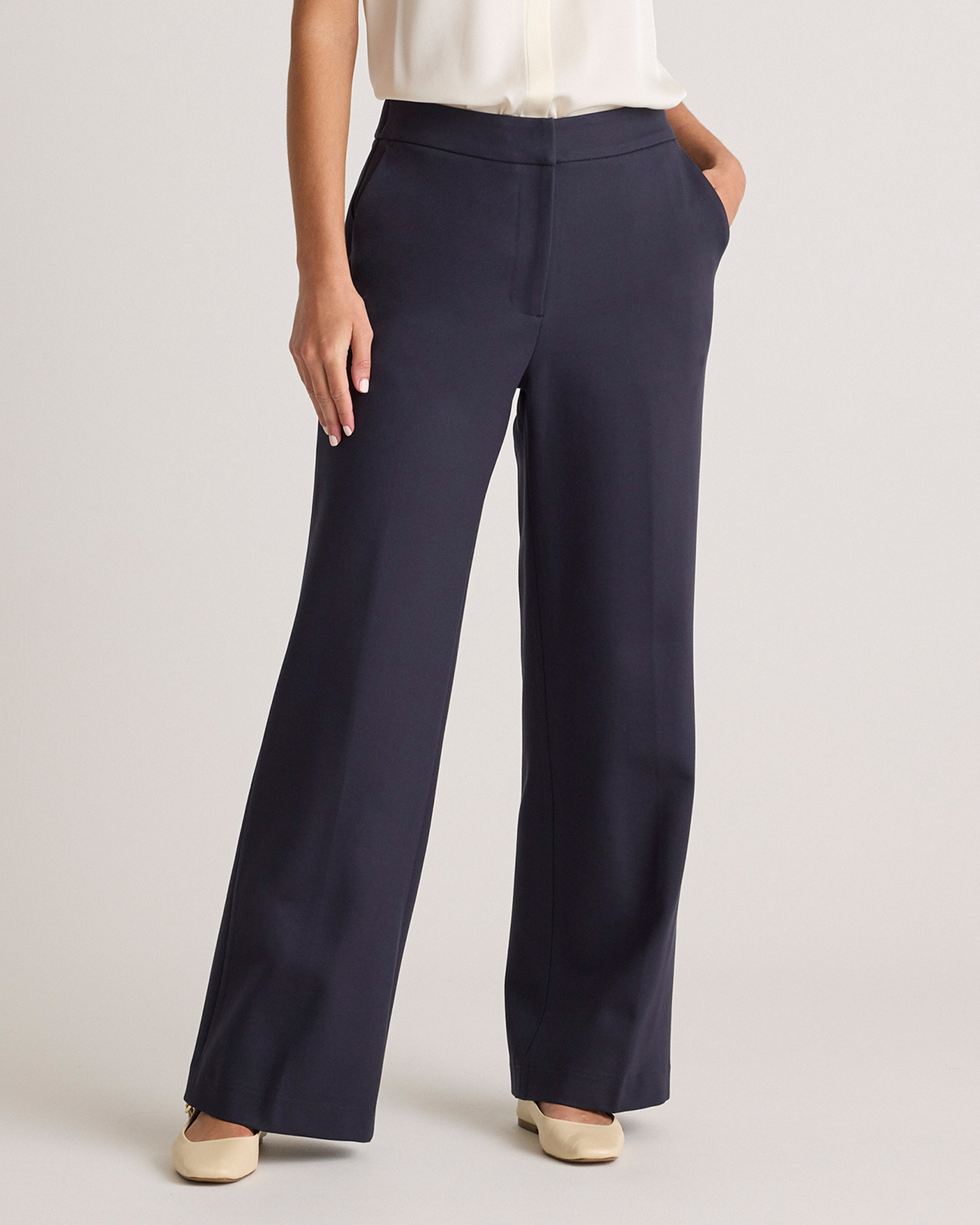 Quince | Women's Ultra-Stretch Ponte Trouser in Navy, Size 10, Rayon | Quince