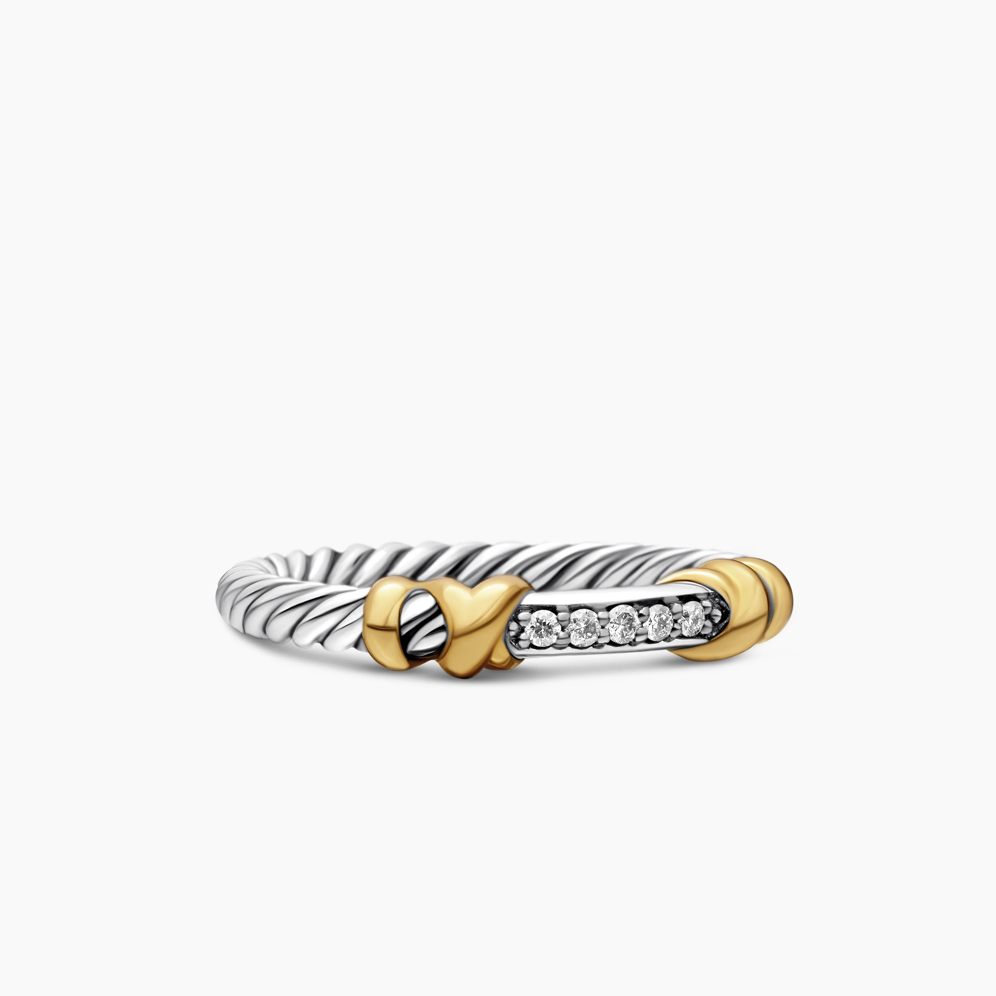 David Yurman | Petite Helena Wrap Band Ring in Sterling Silver with 18K Yellow Gold and Diamonds,... | David Yurman