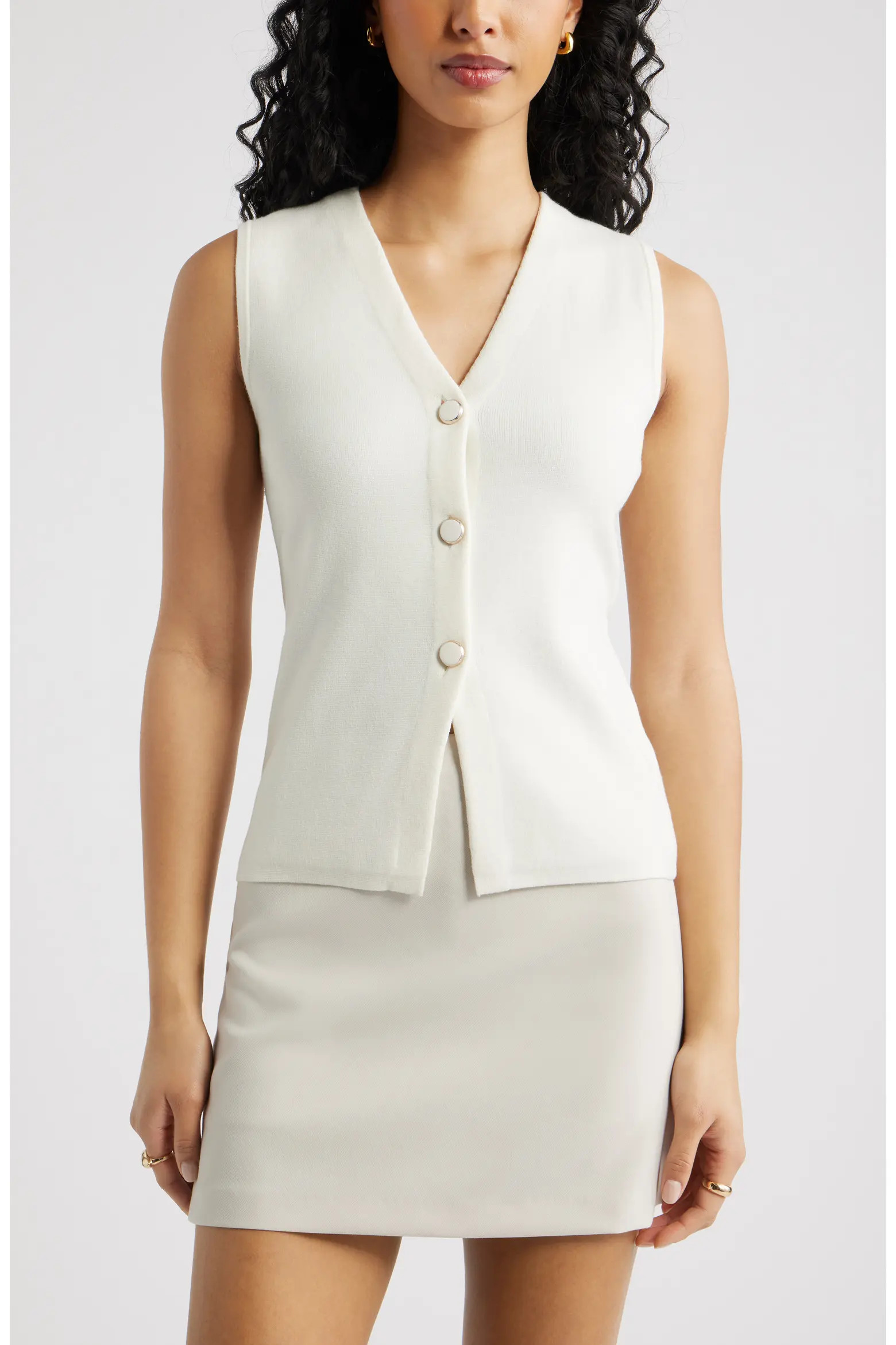 Cutaway Button-Up Sweater Vest (Women) | Nordstrom | Nordstrom
