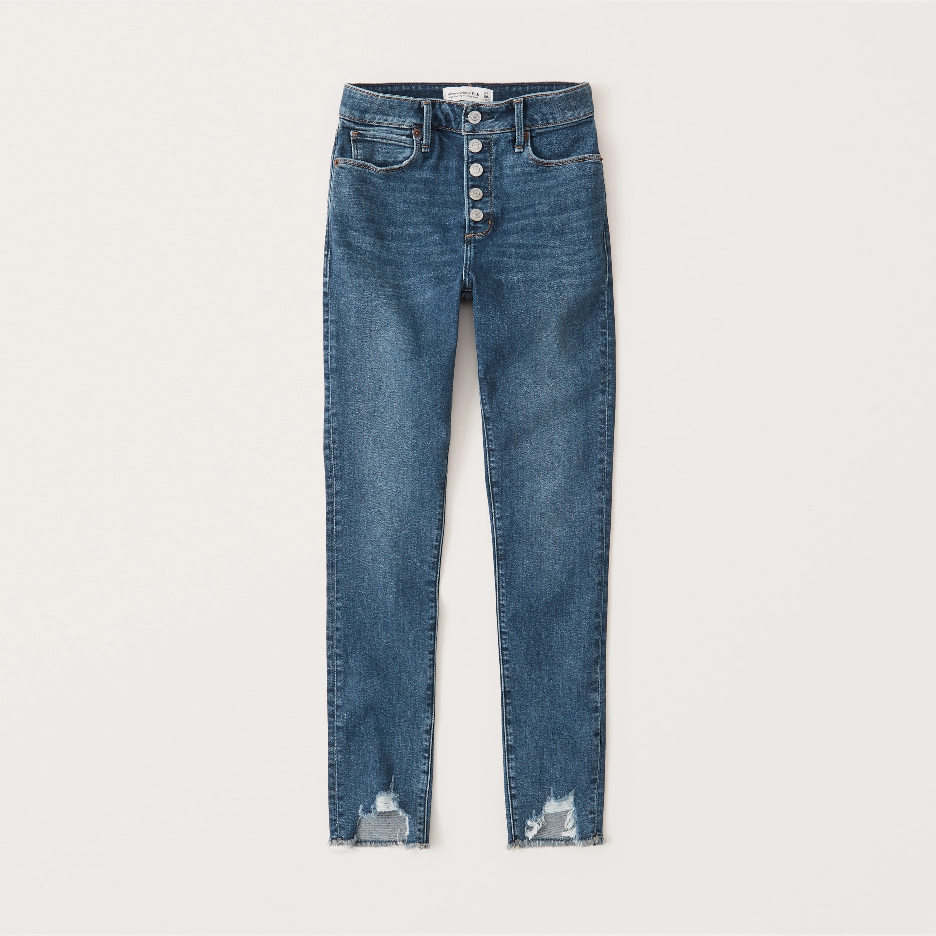 Ripped High Rise Super Skinny Ankle Jeans | Abercrombie & Fitch (US)