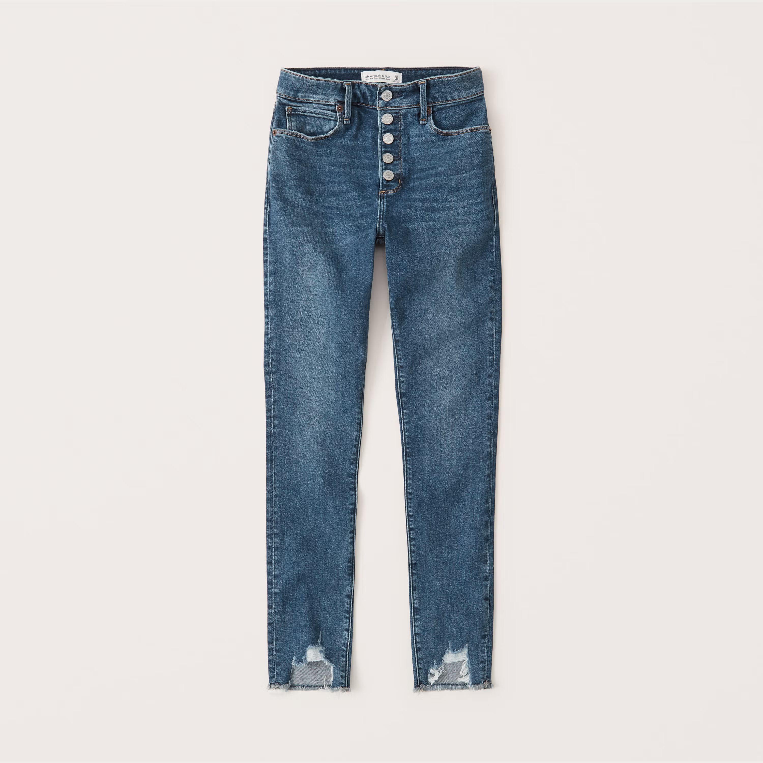 Comfortable Stretch Denim | Online Exclusive
			


  
						Ripped High Rise Super Skinny Ankle J... | Abercrombie & Fitch (US)