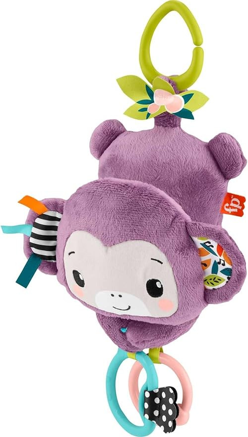 Fisher-Price Baby Stroller Toy Sing & Go Purple Monkey Musical Sensory Plush with Crinkle & Clack... | Amazon (US)
