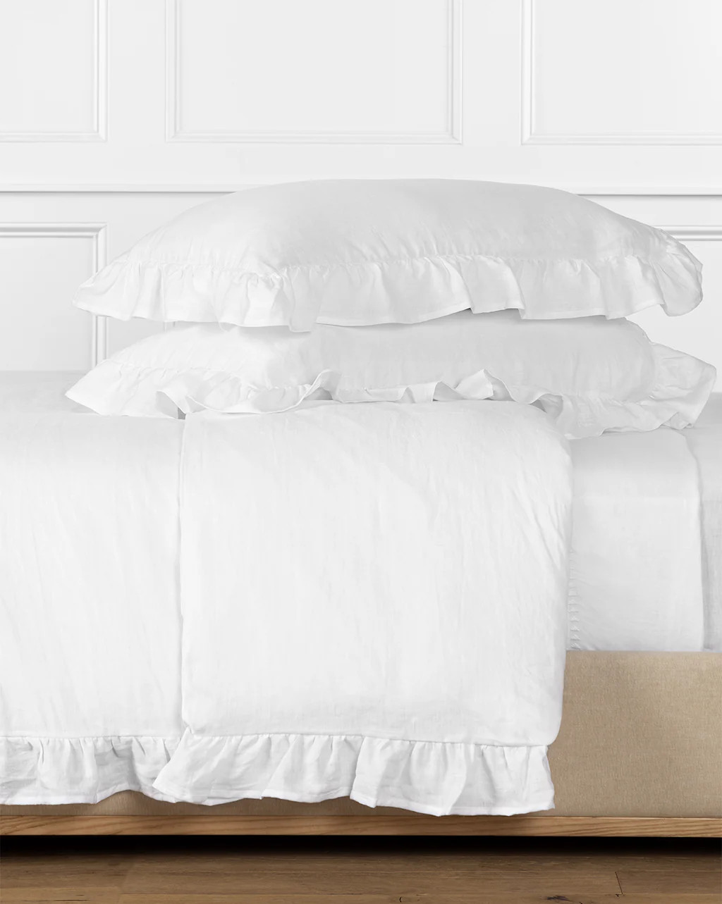 Ruffle White Linen Duvet Cover | McGee & Co.