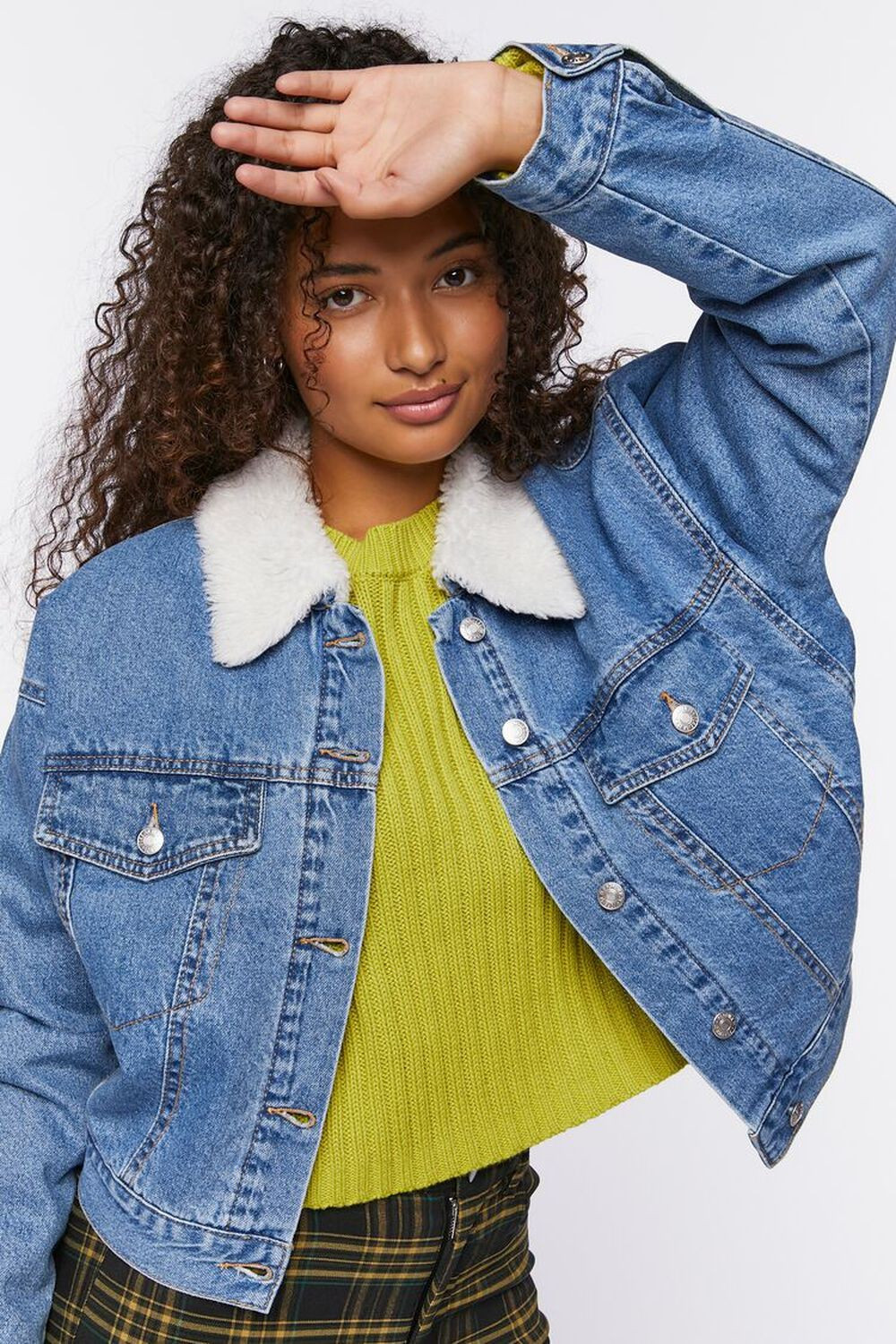 Faux Shearling Denim Trucker Jacket | Forever 21 (US)