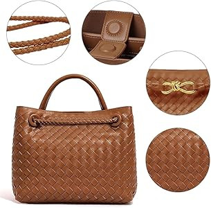 Woven Tote Bag for Women, Elegant Handwoven Top Handle Hobo Handbag,PU Leather Shoulder Crossbody... | Amazon (US)