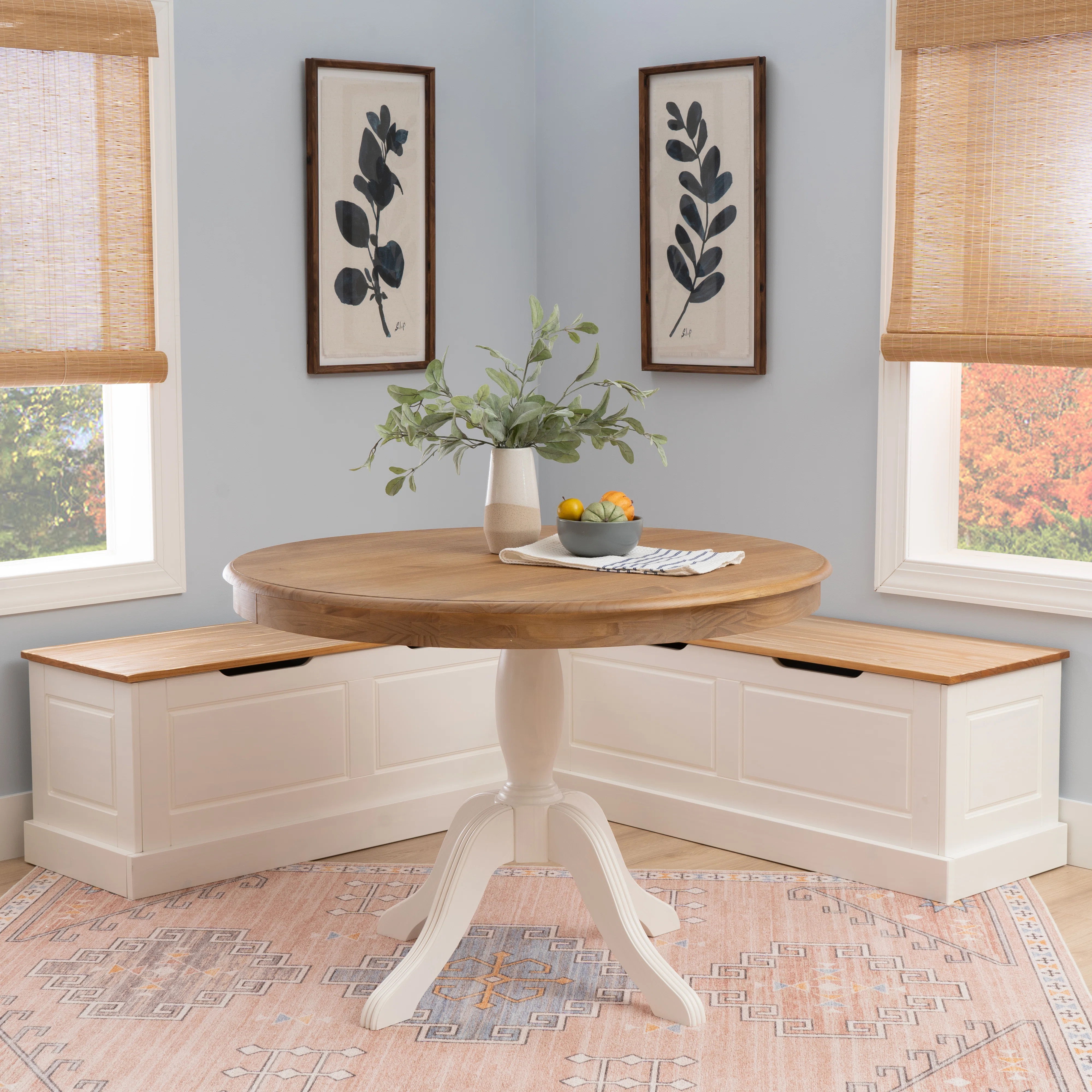 Lark Manor™ Selby 2- Piece Wood Storage Nook Dining Set With Round Table & Reviews | Wayfair | Wayfair North America